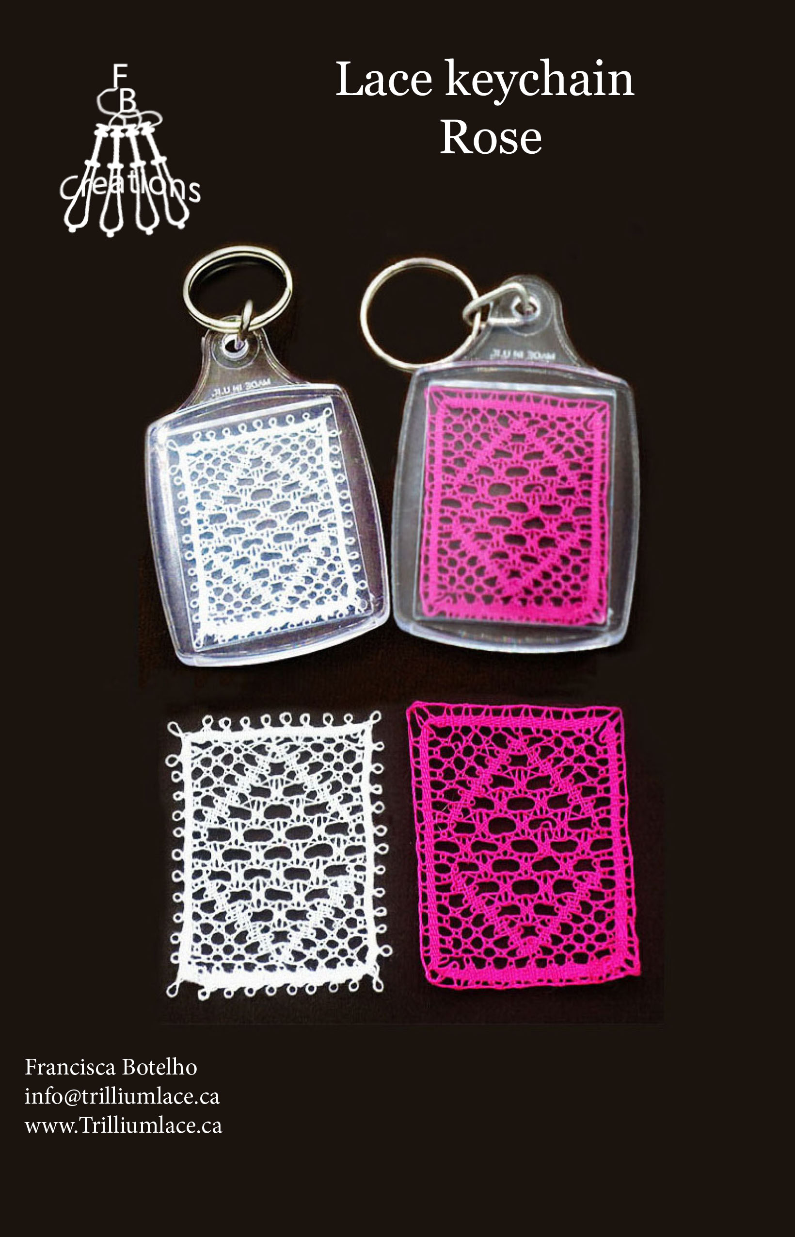 Porte-clés en dentelle-Rose